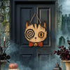 Spooky Cat Skull Wooden Door Hanger Gothic Halloween Front Door Sign