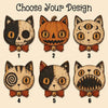 Spooky Cat Skull Wooden Door Hanger Gothic Halloween Front Door Sign