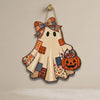 Patchwork Ghost Jack O Lantern Halloween Wall Hanging Decor Rustic Fall Door Sign