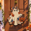 Patchwork Ghost Jack O Lantern Halloween Wall Hanging Decor Rustic Fall Door Sign