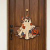 Patchwork Ghost Jack O Lantern Halloween Wall Hanging Decor Rustic Fall Door Sign