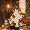 Patchwork Ghost Jack O Lantern Halloween Wall Hanging Decor Rustic Fall Door Sign
