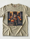 Halloween Cat and Pumpkins T-Shirt Spooky Cute Witch Graphic Tee for Fall