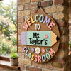 Personalized Teacher Welcome to Classroom Round Wooden Hanging Sign Back to School Decor