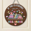 Positive Affirmations Classroom Custom Teacher Name Round Wooden Door Hanger 2 Layer
