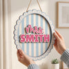 Personalized Teacher Name Door Sign Custom Scalloped Hanging Wooden Sign Classroom Decor Gift