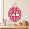 Personalized Teacher Name Door Sign Custom Scalloped Hanging Wooden Sign Classroom Decor Gift