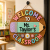 Welcome to Our Classroom Personalized Round Wood Hanging Door Sign Teacher Gift