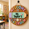 Welcome to Our Classroom Personalized Round Wood Hanging Door Sign Teacher Gift