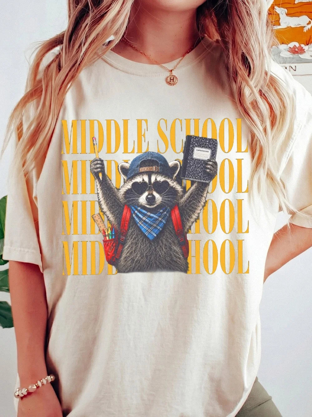Middle School Raccoon T-Shirt Custom Grade Level Back To School Graphic Tee