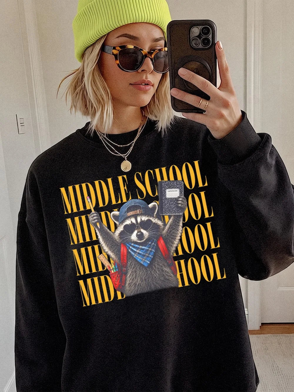 Middle School Raccoon T-Shirt Custom Grade Level Back To School Graphic Tee