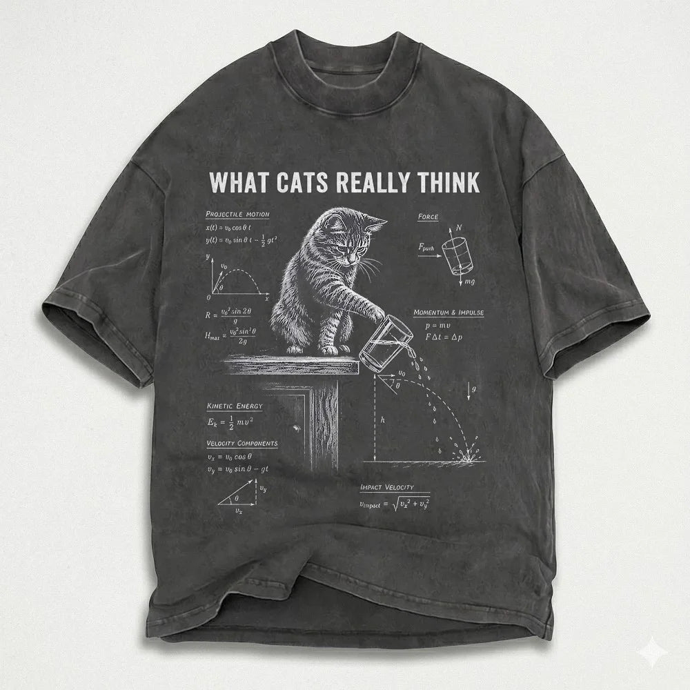 Cat Physics Humor What Cats Really Think T-Shirt for STEM Teachers and Geeks