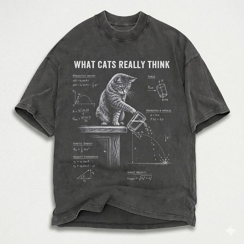Cat Physics Humor What Cats Really Think T-Shirt for STEM Teachers and Geeks