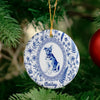 Custom Pet Portrait Floral Ceramic Christmas Ornament Personalized Dog and Cat Keepsake