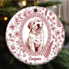 Custom Pet Portrait Floral Ceramic Christmas Ornament Personalized Dog and Cat Keepsake
