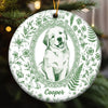 Custom Pet Portrait Floral Ceramic Christmas Ornament Personalized Dog and Cat Keepsake