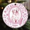 Custom Pet Portrait Floral Ceramic Christmas Ornament Personalized Dog and Cat Keepsake