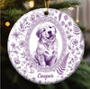Custom Pet Portrait Floral Ceramic Christmas Ornament Personalized Dog and Cat Keepsake