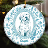 Custom Pet Portrait Floral Ceramic Christmas Ornament Personalized Dog and Cat Keepsake