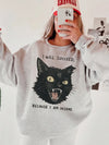 Unhinged Black Cat I Will Succeed Because I Am Insane Sweatshirt Funny Dark Humor Slogan Pullover