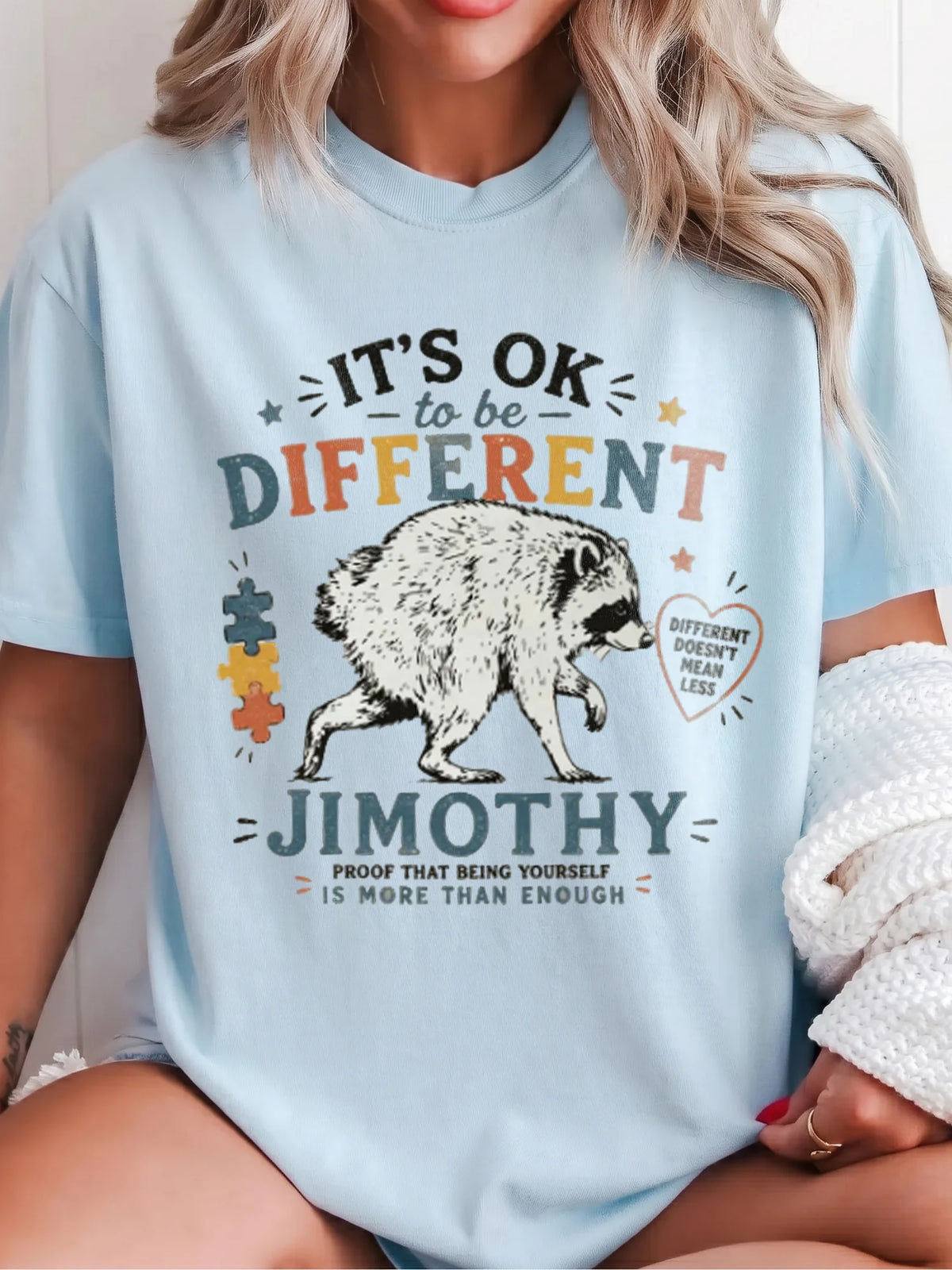 It's OK To Be Different Custom Name Tee Autism Awareness Raccoon Shirt