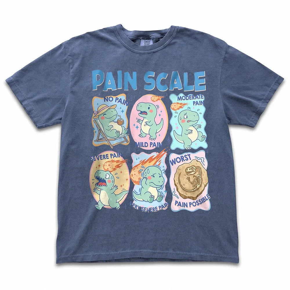 Dinosaur Pain Scale Chart T-Shirt Funny Medical Humor Nurse Gift
