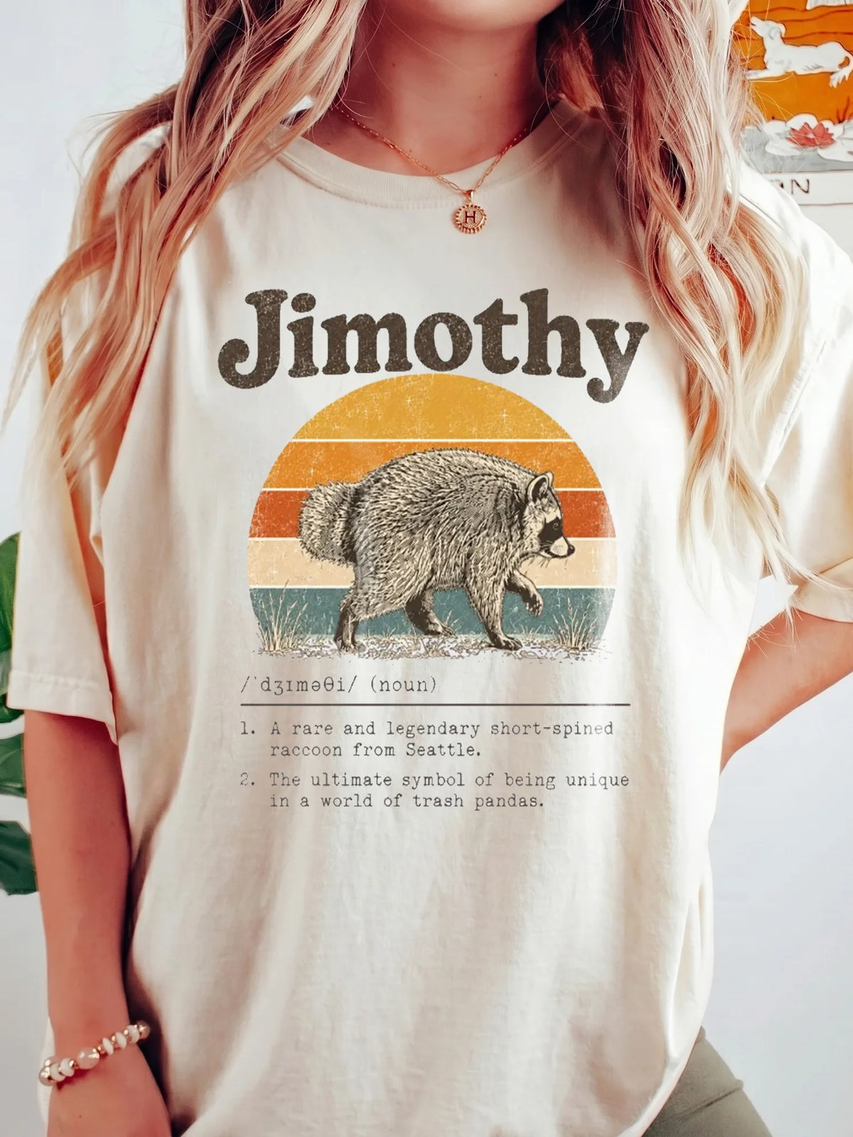 Funny Raccoon Trash Panda Definition Custom Name T-Shirt Retro Sunset Graphic Tee