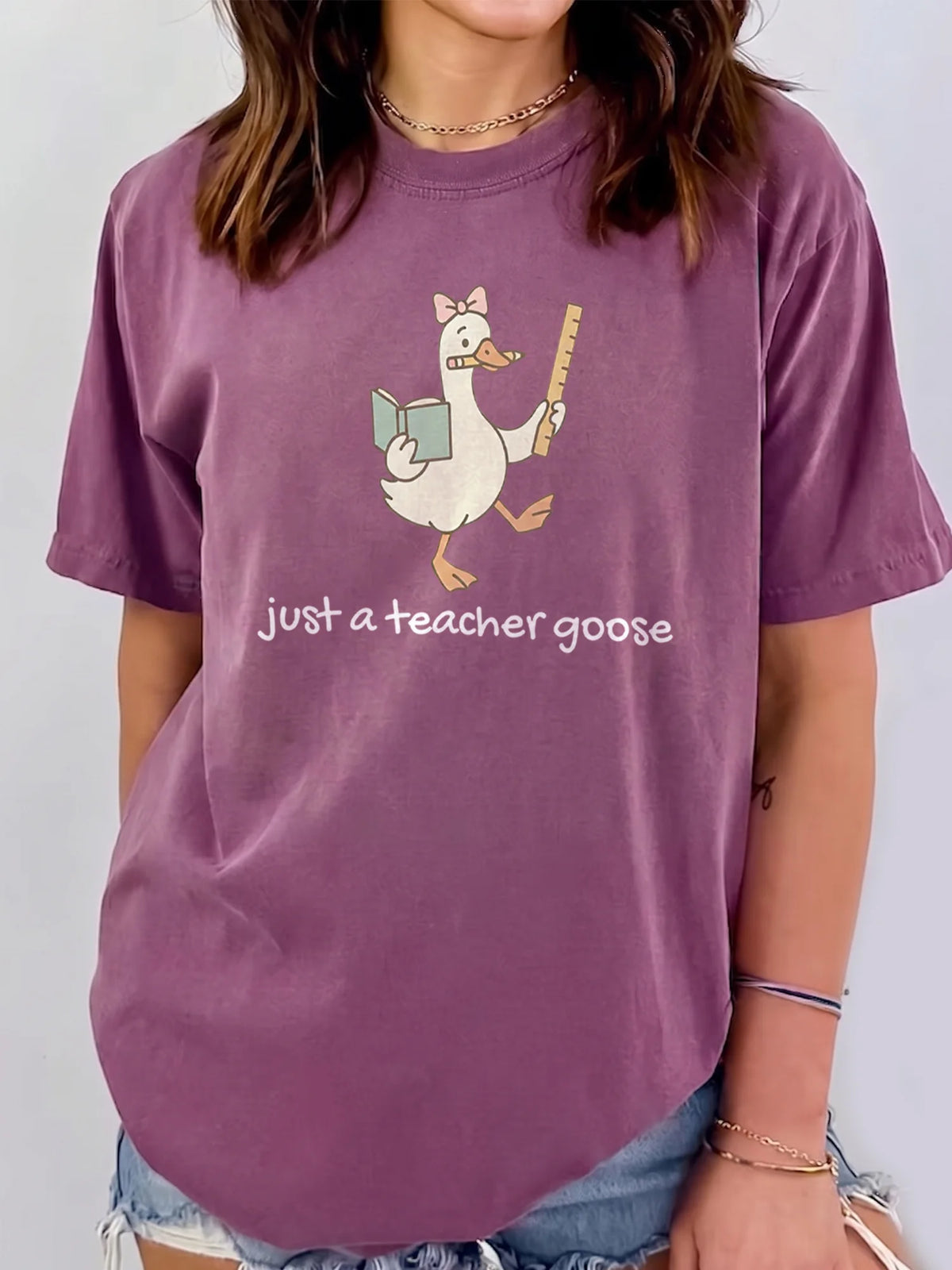 Just a Teacher Goose Leading My Little Gaggle Shirt Funny Back to School Teacher Tee
