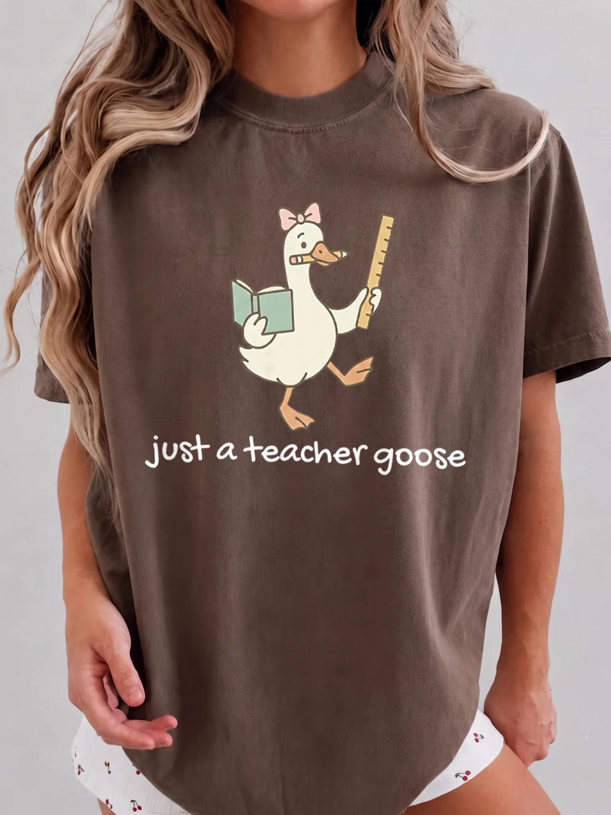 Just a Teacher Goose Leading My Little Gaggle Shirt Funny Back to School Teacher Tee
