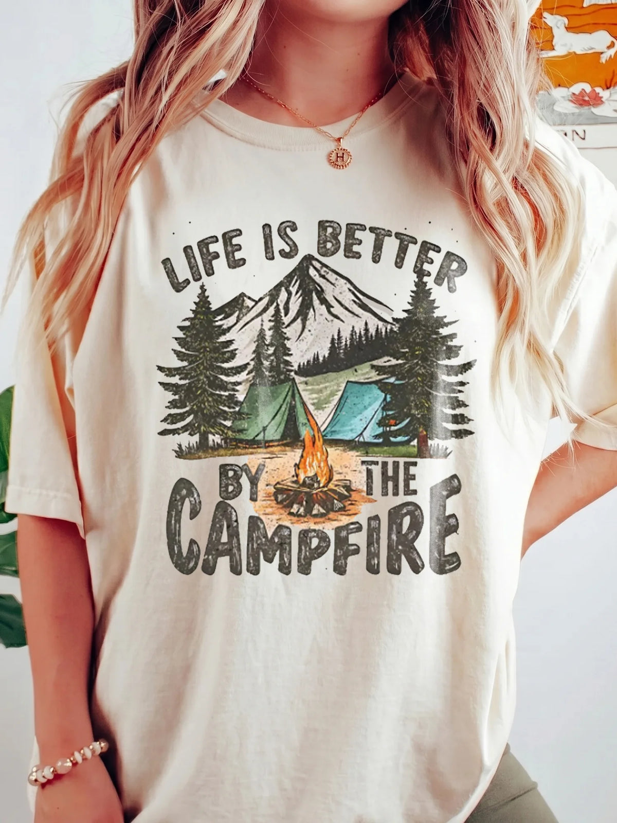 Life Is Better By The Campfire Vintage Graphic T-Shirt Gift for Nature Lovers