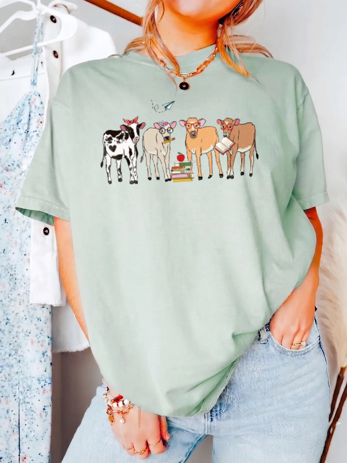 Cute Cow Back to School T-Shirt for Teachers and Students