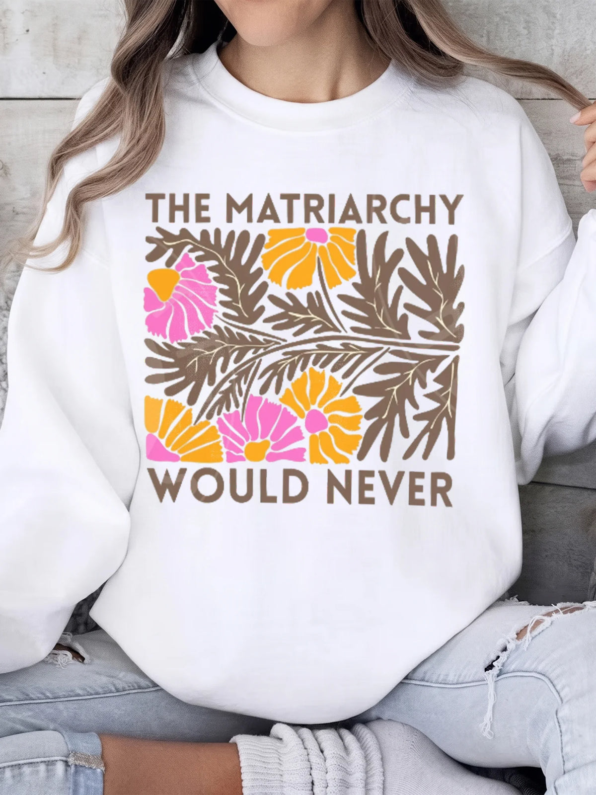 The Matriarchy Would Never Retro Floral Feminist Tee