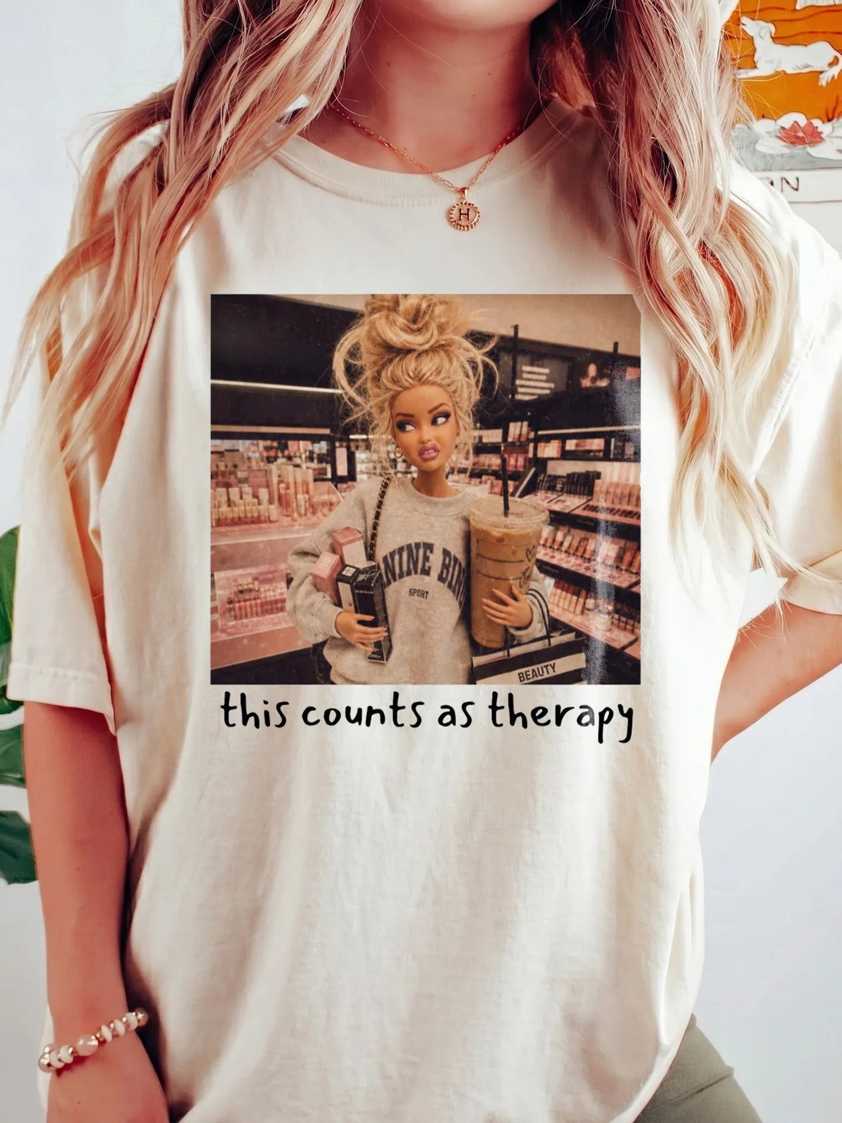 This Counts As Therapy Funny Self Care Tee for Women Retail Shopping Shirt