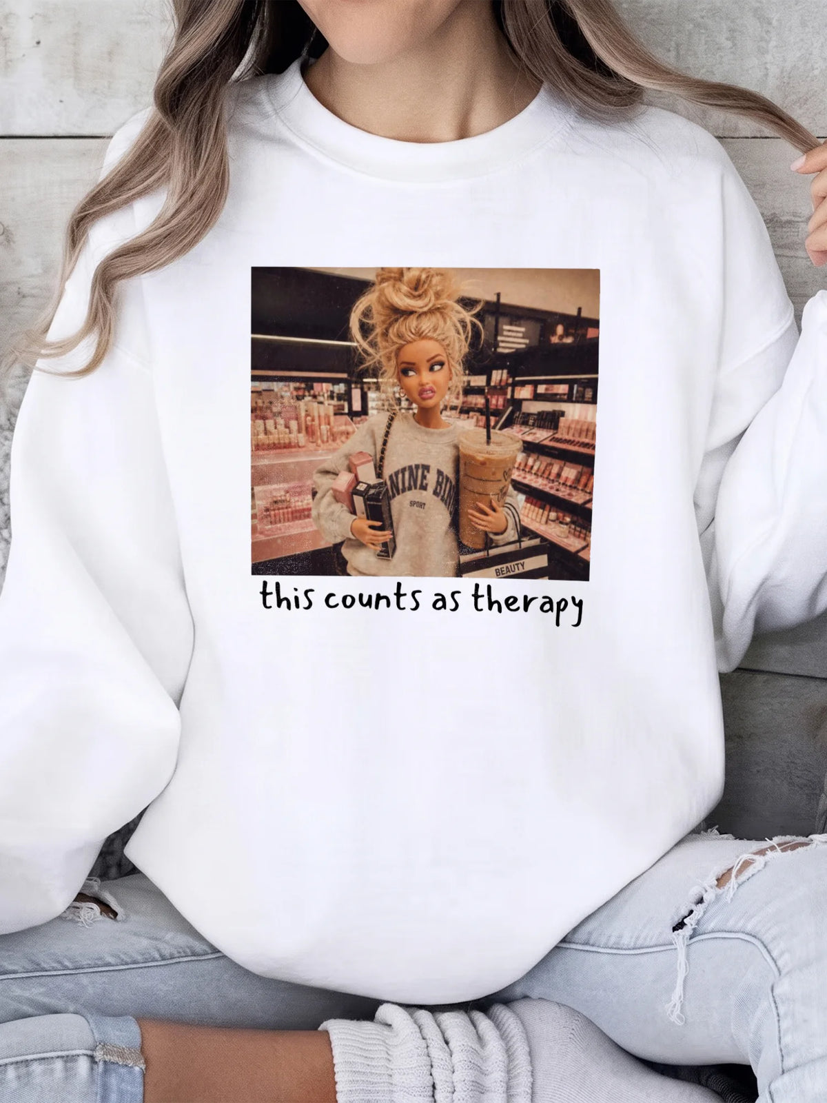 This Counts As Therapy Funny Self Care Tee for Women Retail Shopping Shirt