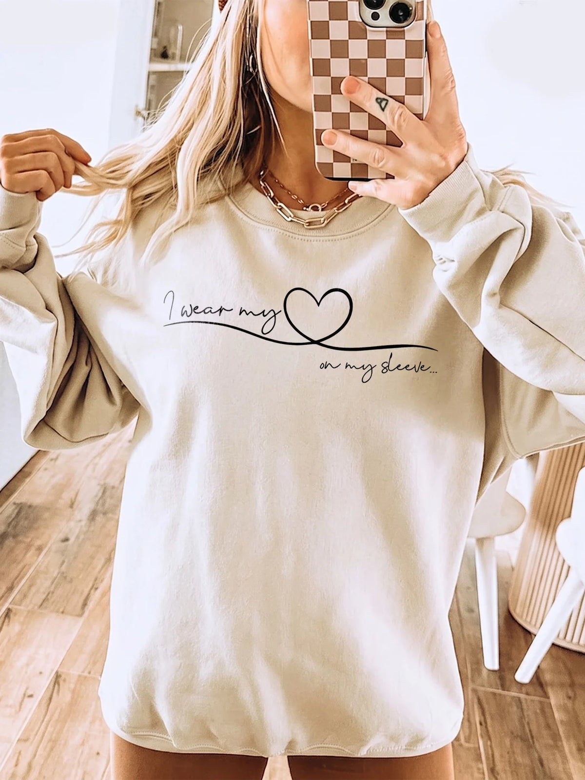 I Wear My Heart On My Sleeve Custom Mom Hoodie Personalized Family Name Sweatshirt