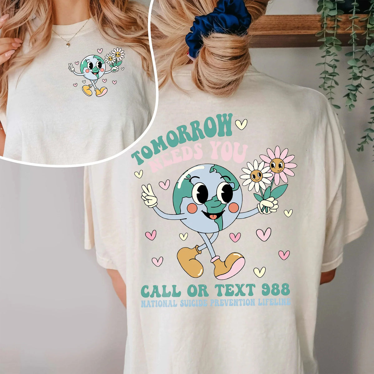 Tomorrow Needs You Shirt 988 Mental Health Awareness Retro Earth Tee