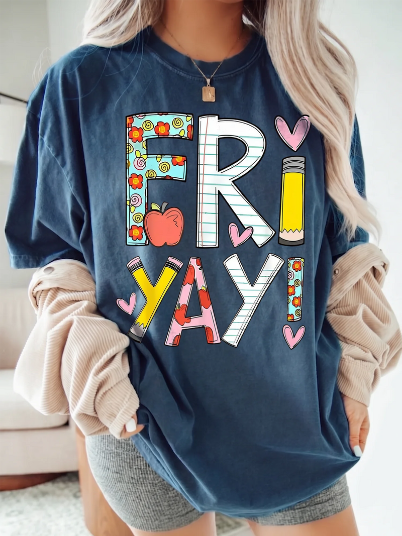 Fri YAY! Friday Humor Teacher Tee Gift for Back to School