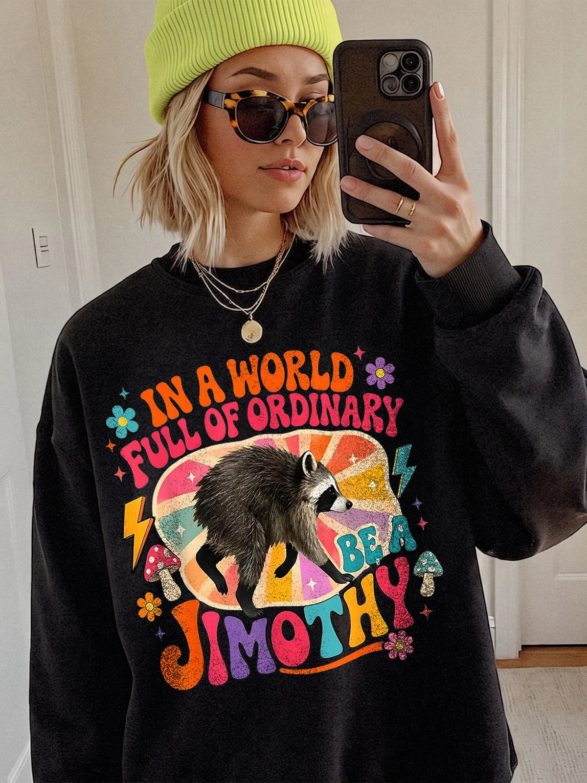 In A World Full Of Ordinary Personalized Raccoon Sweatshirt Retro Custom Name Humor Gift