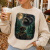 Vintage Raccoon Moon Forest T-Shirt Cute Woodland Wildlife Graphic Tee