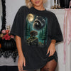 Vintage Raccoon Moon Forest T-Shirt Cute Woodland Wildlife Graphic Tee