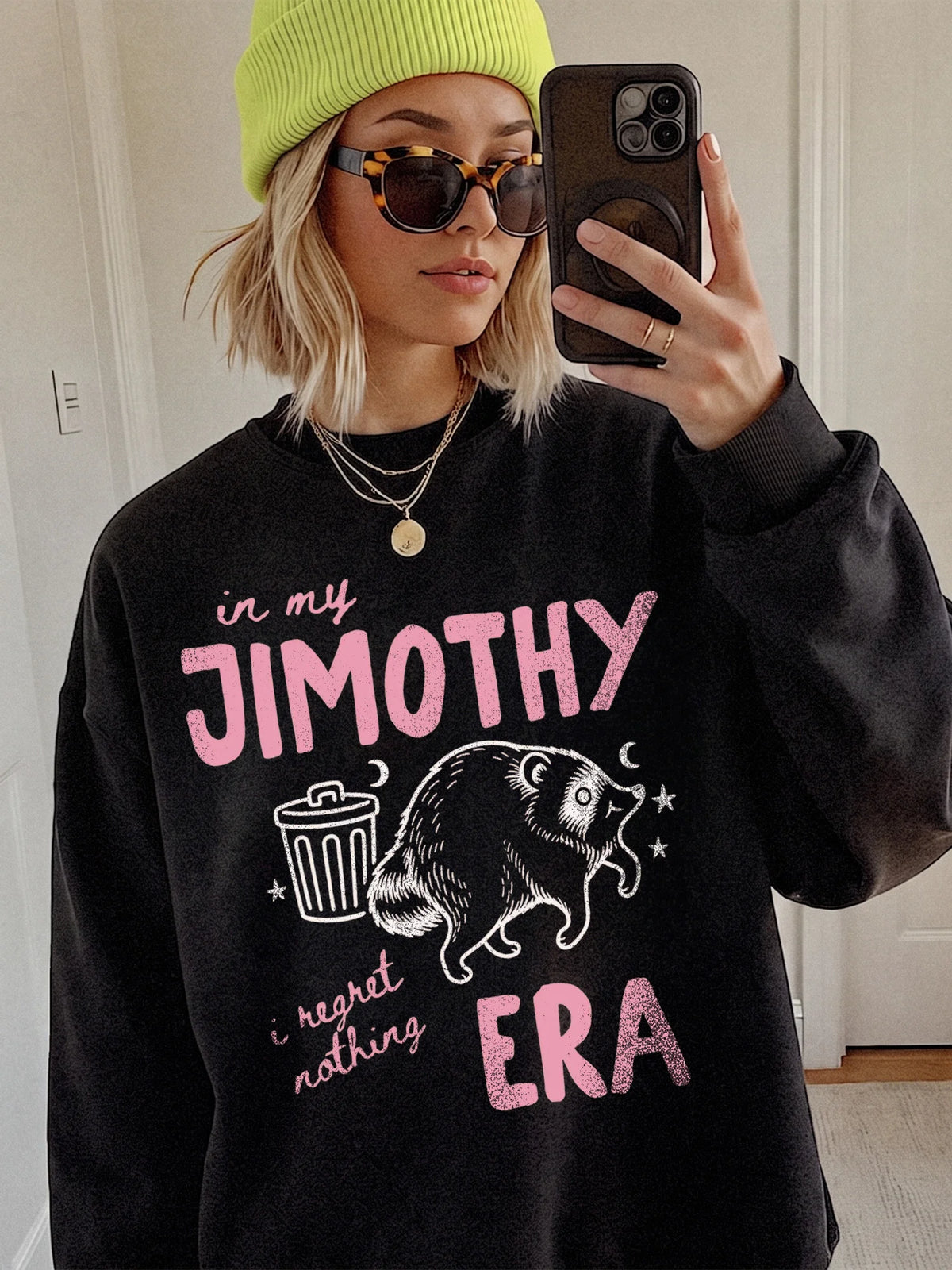 In My Era I Regret Nothing Custom Name Raccoon Sweatshirt