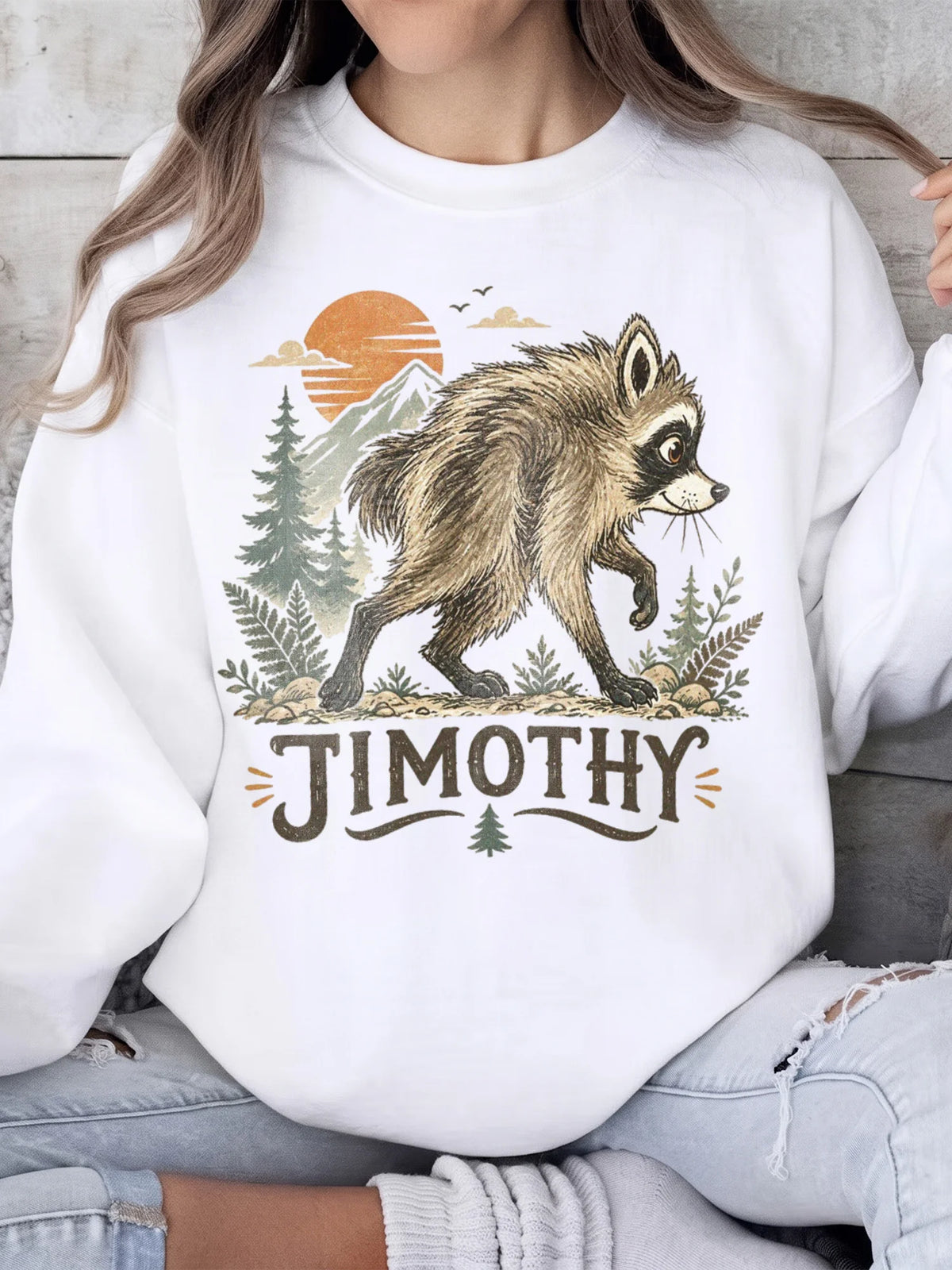 Vintage Woodland Raccoon Custom Name T-Shirt for Nature Lovers
