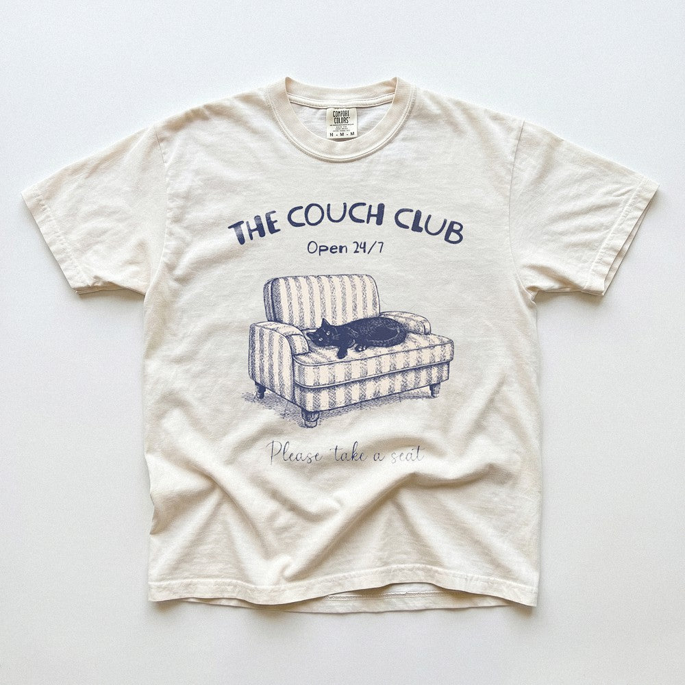The Couch Club Open 24/7 Tee Funny Homebody Cat Shirt