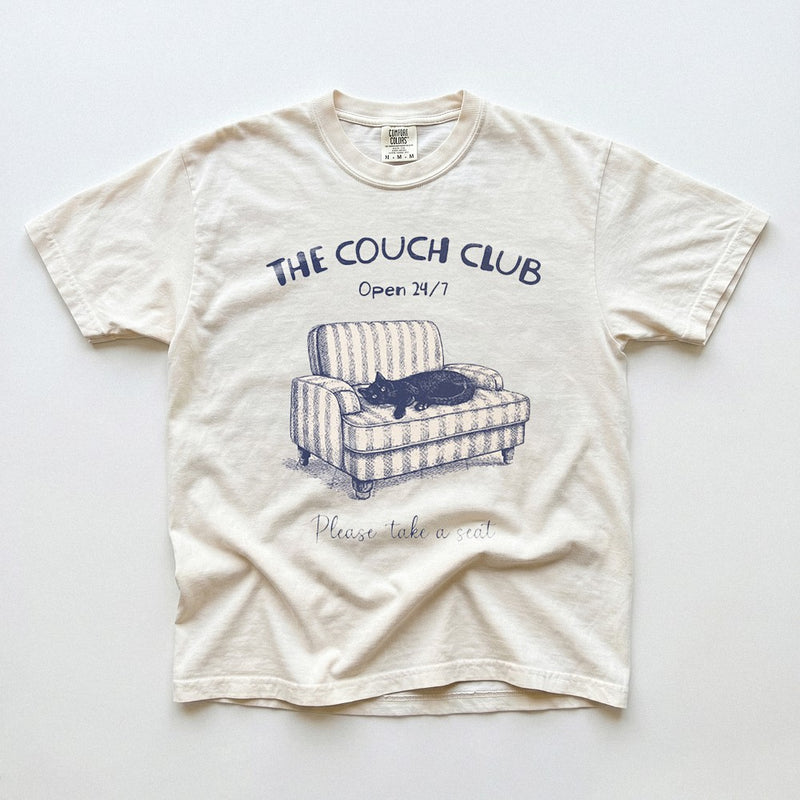 The Couch Club Open 24/7 Tee Funny Homebody Cat Shirt
