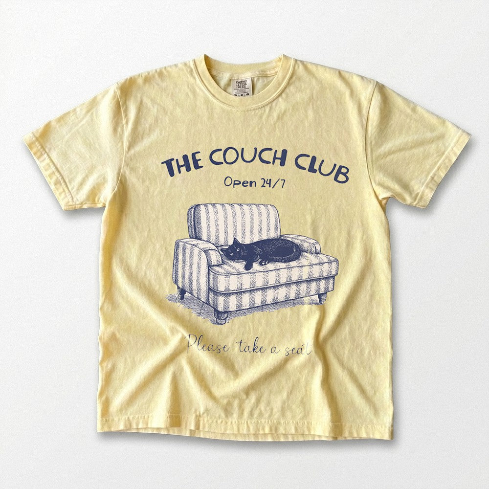The Couch Club Open 24/7 Tee Funny Homebody Cat Shirt