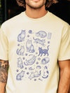 Cute Cat Illustration Graphic Tee Hand Drawn Kawaii Pet Lover Gift