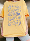 Cute Cat Illustration Graphic Tee Hand Drawn Kawaii Pet Lover Gift