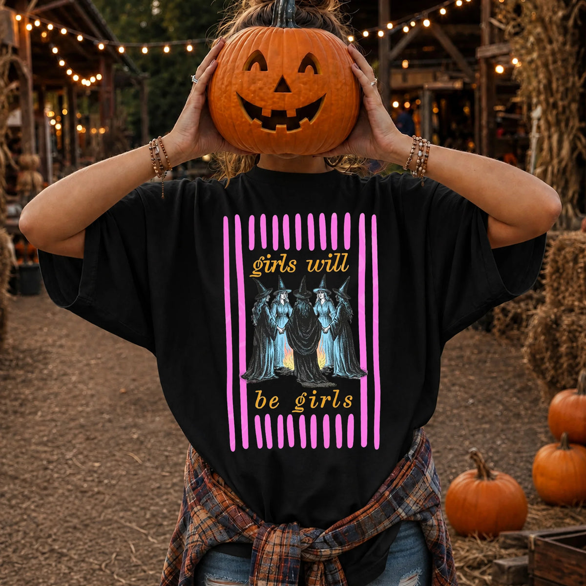 Girls Will Be Girls Witchy T-Shirt Vintage Feminist Fall Statement Tee