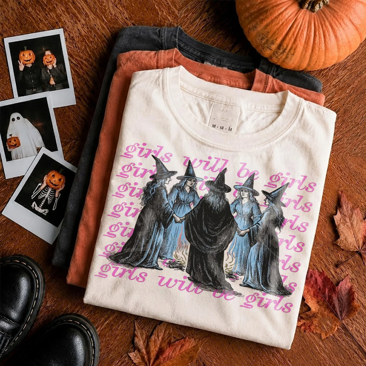 Girls Will Be Girls Witchy Graphic Tee Feminist Halloween Shirt for Women