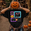 BOO! Spooky Season Halloween T-Shirt Vintage Black Cat and Bat Graphic Tee